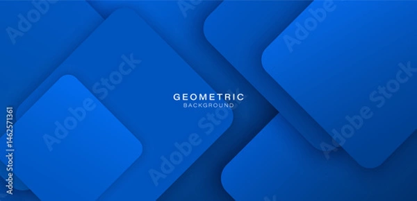 Fototapeta Abstract blue background with overlap layer. Modern rounded square shapes and shadow. Minimalist geometric design. Suit for cover, poster, banner, flyer, book, brochure, website