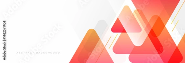 Fototapeta White abstract background with colorful triangle shape. Minimal geometric. Modern graphic design. Suit for cover, header, banner, brochure, presentation, flyer, website