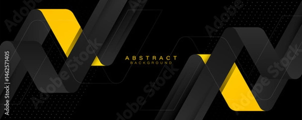 Fototapeta Modern black and yellow abstract banner background. Simple design. Suit for business, cover, brochure, corporate, flyer, book, website, poster, presentation