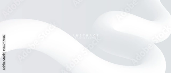 Fototapeta Abstract white smooth fluid wave background. Clean soft texture. Minimalist design. Modern concept. Suit for cover, banner, flyer, poster, booklet, brochure, website