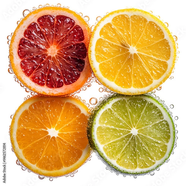Fototapeta Citruses and Limes Isolated on Transparent Background
