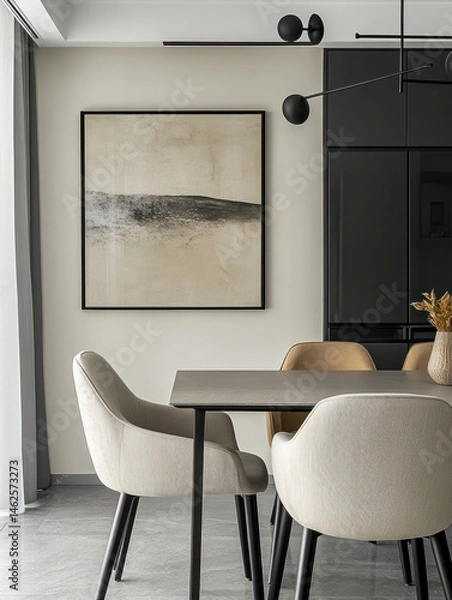 Obraz Elegant Dining Room with Minimalist Decor and Neutral Tones