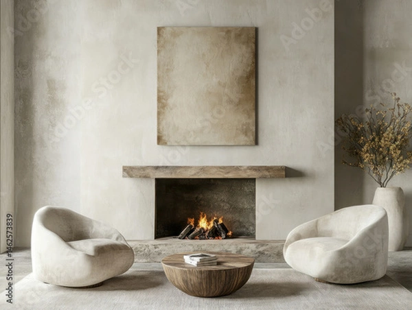 Obraz Minimalist Seating Area with Abstract Art and Neutral Tones