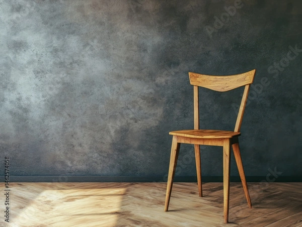 Obraz Rustic wooden chair in front of textured wall