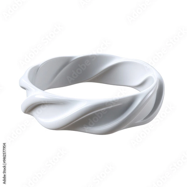 Fototapeta Elegant white ring design with a unique twisted pattern, ideal for modern jewelry collections. isolated on a white background.