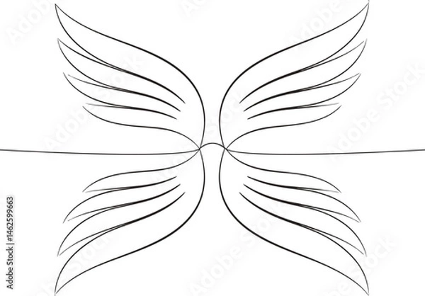 Fototapeta Continuous one line drawing of an angel wing in minimal and elegant style on a clean white background

