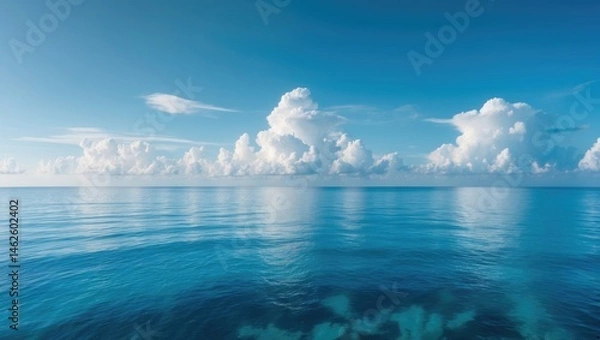 Obraz Blue Ocean and Sky Scene with White Cloud