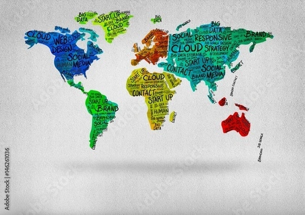Fototapeta Colorful Map floating in bright room