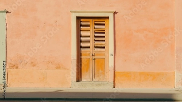 Fototapeta Pastel facade with clean lines, a blend of simplicity and charm in modern architecture