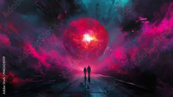Obraz Cosmic Journey Through the Crimson Void
