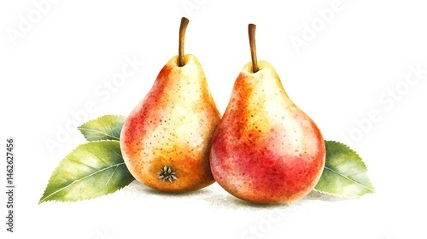 Fototapeta Two pears depicted in an artistic still life.