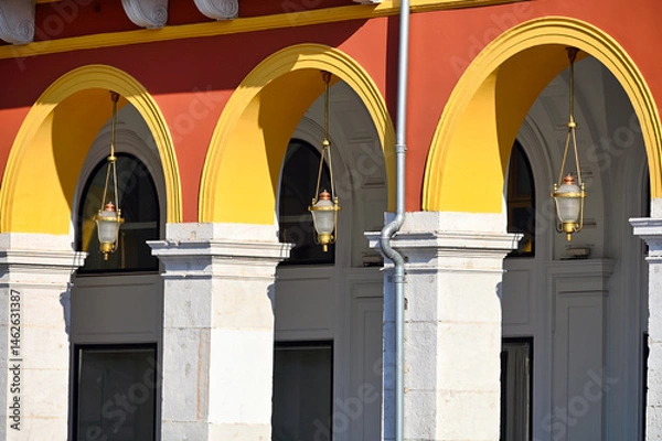Obraz Old building with lanterns detail on the Massena Place in Nice,France