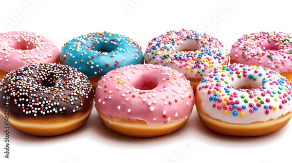 Fototapeta A colorful donuts on a white background