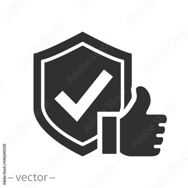 Fototapeta best safety icon, like with shield, secured flat vector illustration