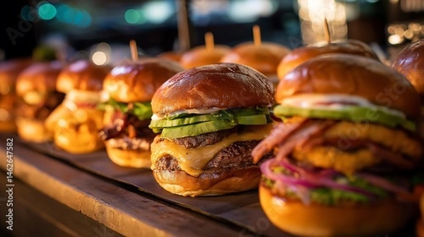 Fototapeta The Burger Bar Lineup, A Flavor for Every Craving