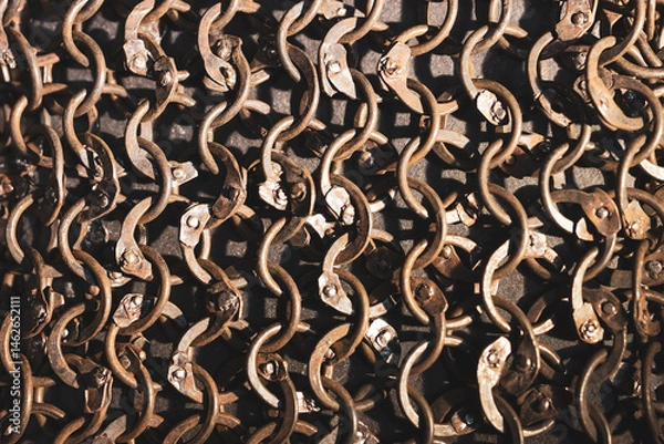 Fototapeta A close up of a chain link fence with many small links