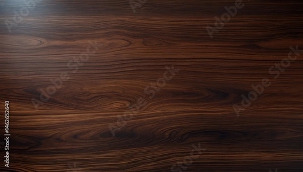 Fototapeta Dark amber polished wood with intricate grain pattern and textured finish
