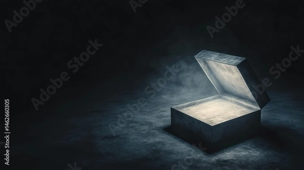 Obraz Glowing open box in dark setting mystery and hope concept