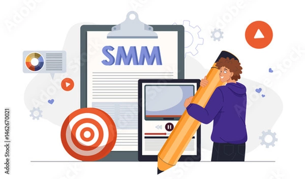 Obraz SMM concept with digital content tools. Vector illustration