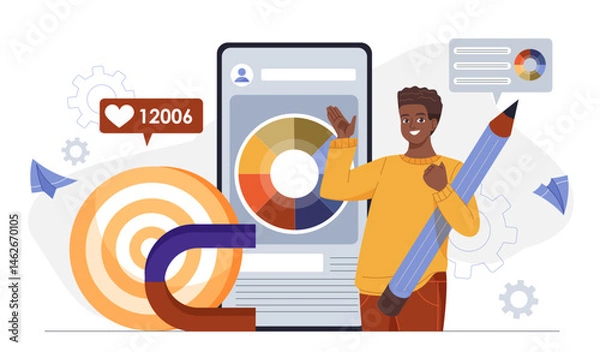 Obraz Social media content strategy concept. Vector illustration