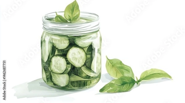 Fototapeta Glass Jar of Pickled Cucumbers