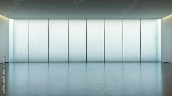 Obraz Modern empty room with large frosted glass window wall minimalist interior design