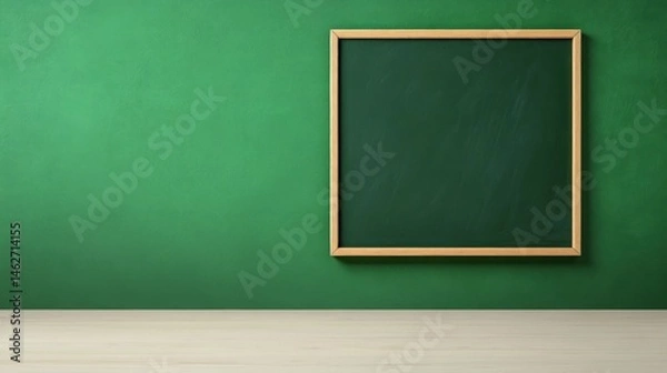 Obraz Empty green chalkboard on green wall background for education and announcement