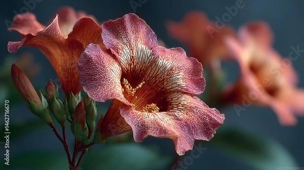 Obraz Intricate Natural Beauty of Thunbergia Mysorensis in a Hyper-Realistic Botanical Portrait Captured in Sunlit Perfection