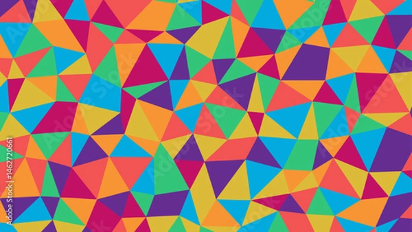 Fototapeta An abstract colorful geometric background. A bright-colored card with triangles.