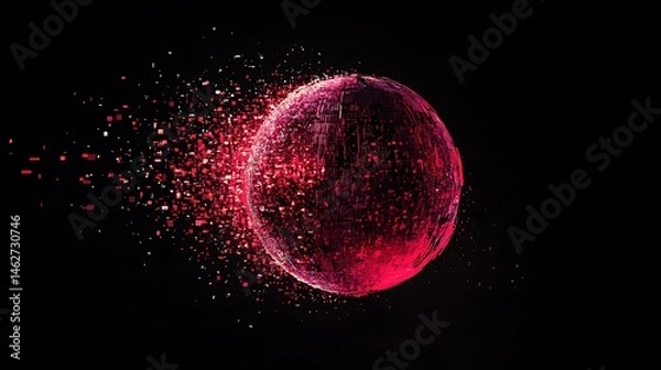 Fototapeta Abstract red sphere fragmentation