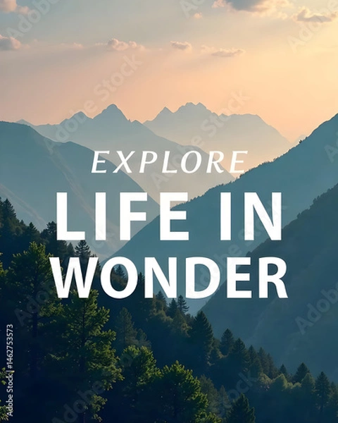 Fototapeta text="Explore Life in Wonder" 