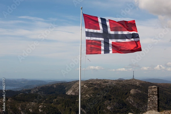 Obraz Flag on top of Ulriken