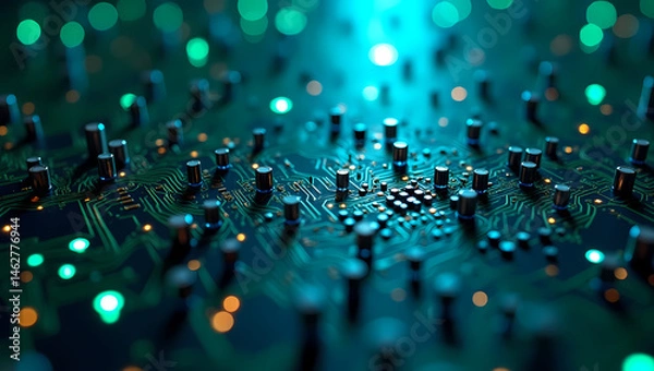 Fototapeta close up of computer circuit board