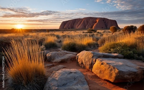 Obraz Outback sunrise paints Uluru red