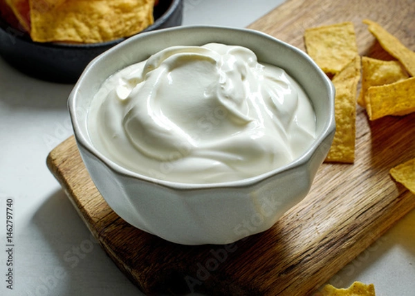 Fototapeta bowl of sour cream yogurt dip