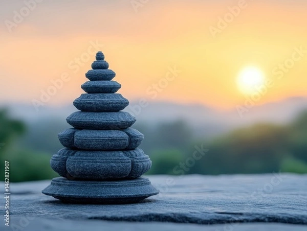 Obraz Stone stack at sunrise