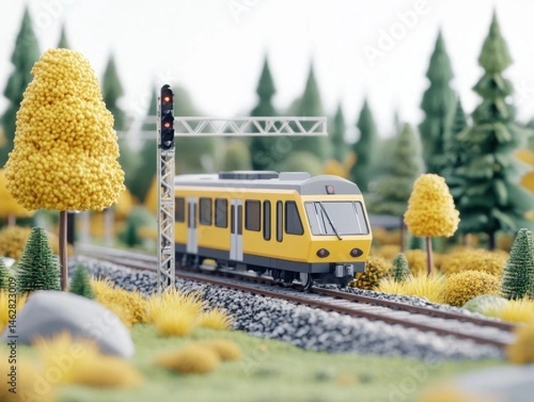 Fototapeta Miniature train in a fall forest