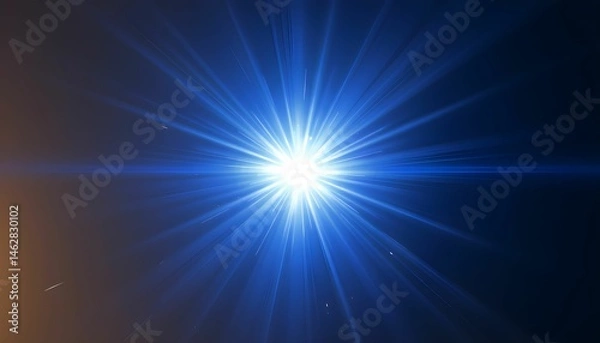 Fototapeta cinematic blue bright star explosion light rays, dramatic lighting, vibrant colors, epic sci-fi atmosphere