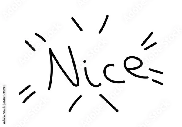 Fototapeta Palabra lindo hecha de trazo de pincel con líneas