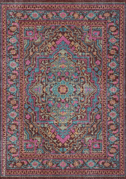 Fototapeta vimtage rug pattern colorful retro carpet