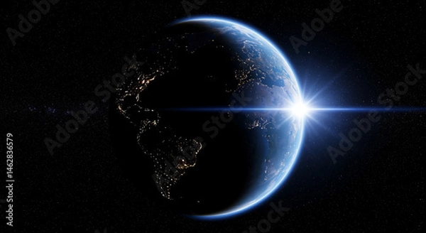 Obraz Earth illuminated by sunrise in deep space  