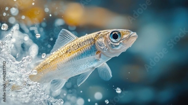 Obraz Small fish leaping from water, splash, nature