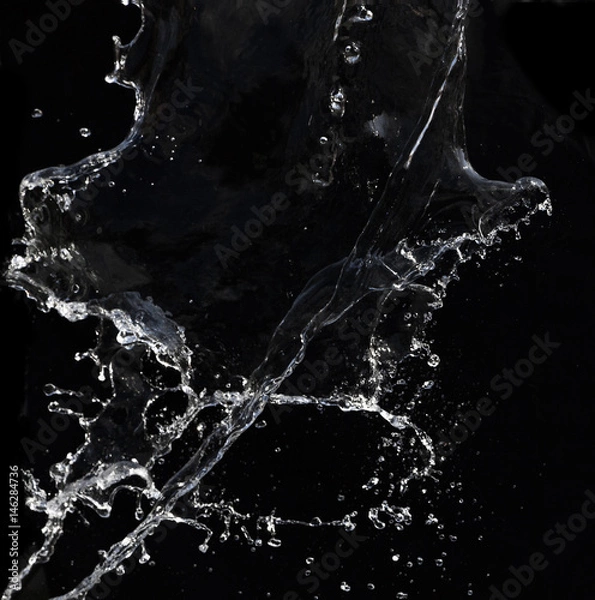 Obraz Water splash on black background