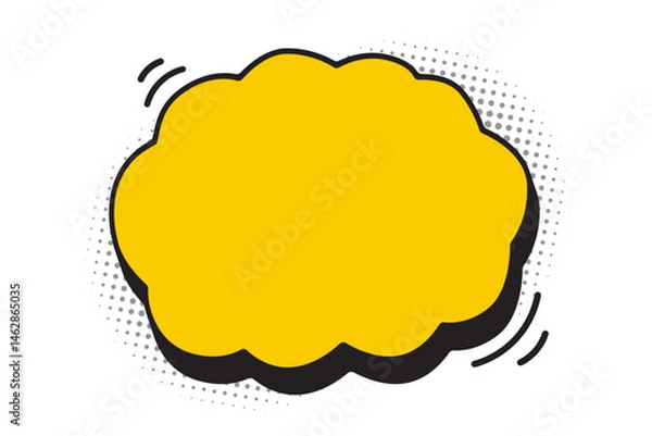 Fototapeta Cartoon effect yellow speech bubble comic design element, empty balloon bubble speech retro