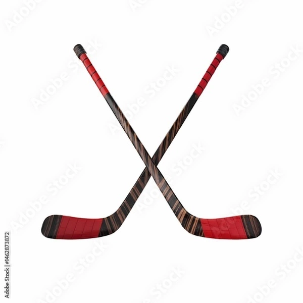 Fototapeta a vector illustration of a two crossed hockey sticks against a white background