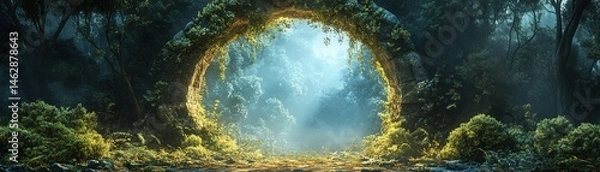 Obraz Exploring enchanted forests mystical light through nature's portal dreamy landscape ethereal environment