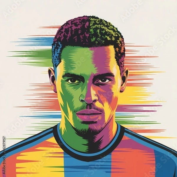 Fototapeta A vibrant digital painting portrays a soccer player