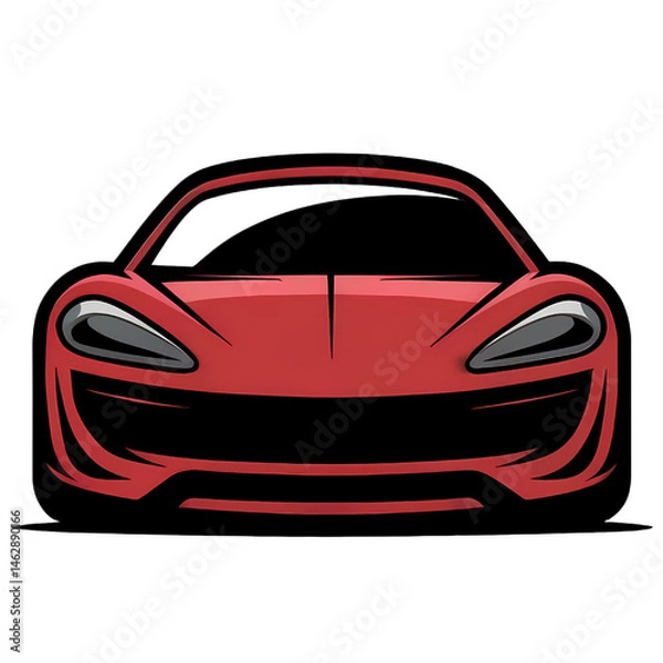 Fototapeta A digital illustration of a sleek, modern car icon with a vibrant red finish, png