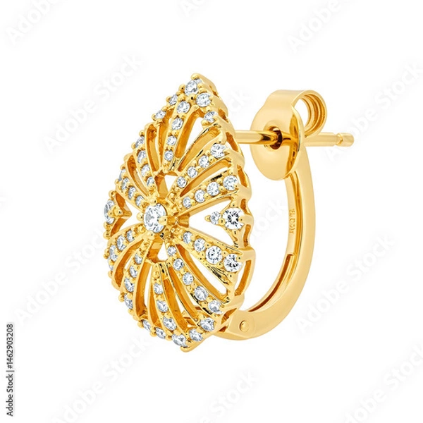 Fototapeta  Golden Earring with Diamonds on Transparent Background