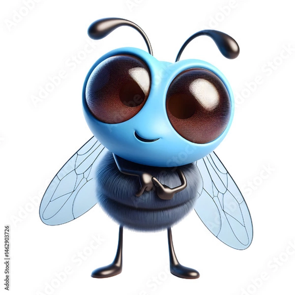 Fototapeta Cute 3d fly insect isolated on white background